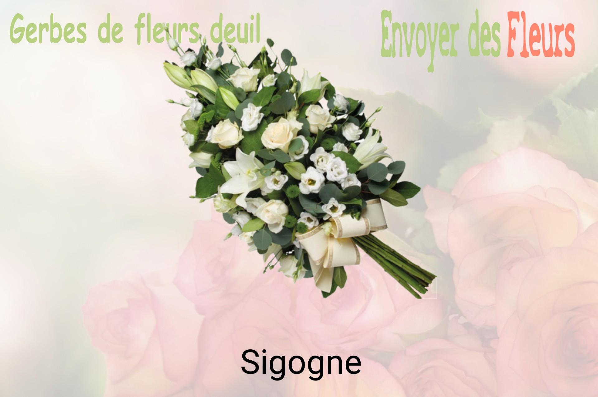 Gerbe de fleurs de deuil livrée à Sigogne